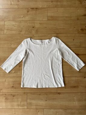 Eileen Fisher Boat Neck Three-Quarter Sleeve Top